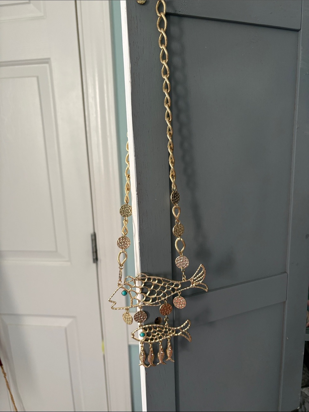 Lilly Pulitzer Gold-Tone Fish Dangle Necklace with Turquoise Accents